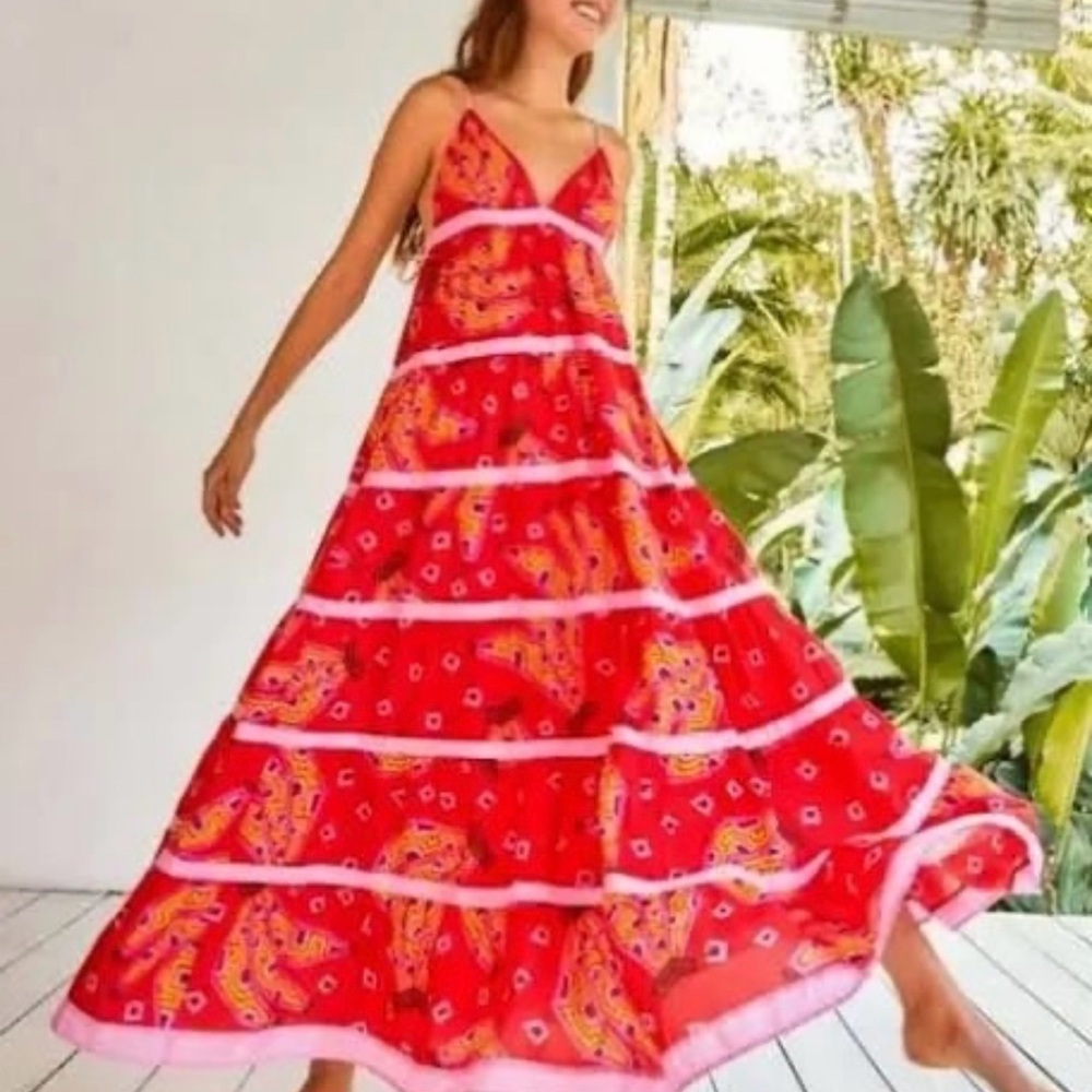 FARM rio Red Tiki Banana Dress